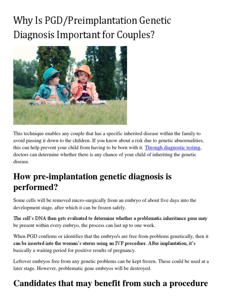 Preimplantation Genetic Diagnosis | PDF | Genetic Disorder | In Vitro ...