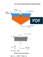 Dimensionamento de espessador para suspensão de 240 g/L