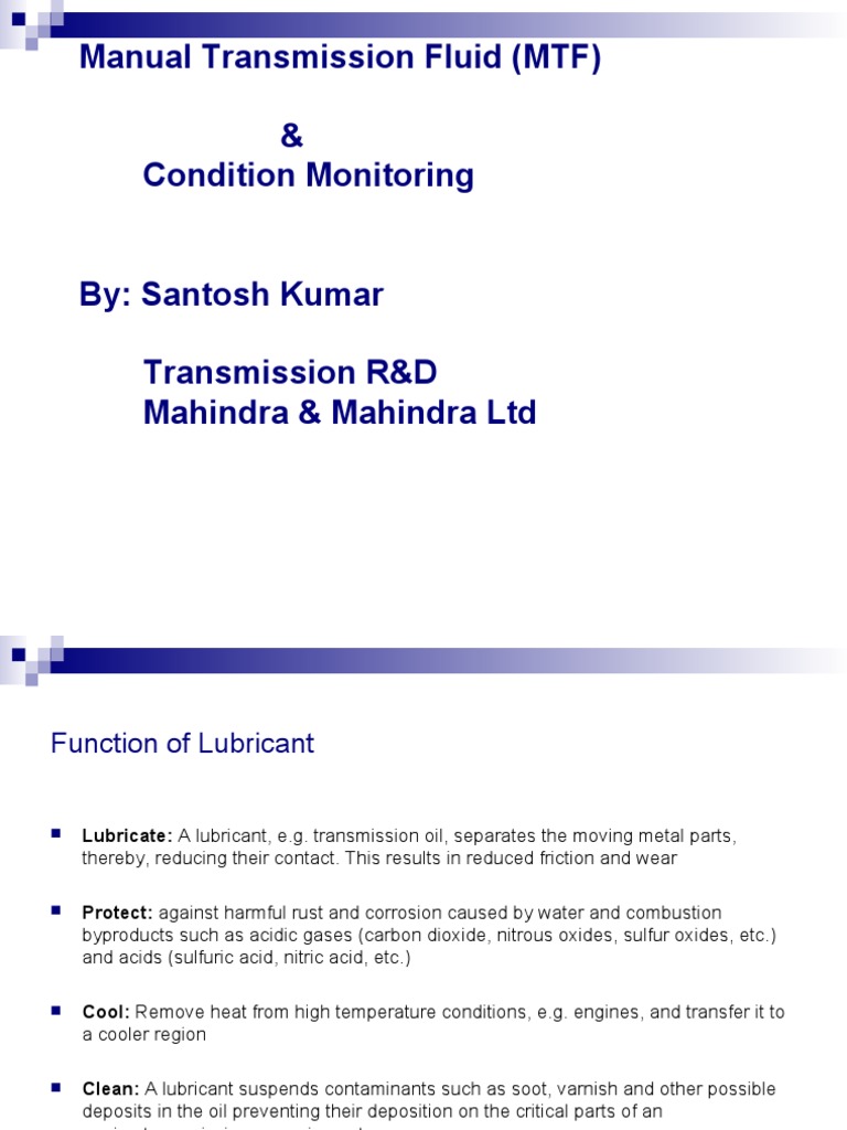 Manual Transmission Fluid (MTF) & Condition Monitoring Download Free