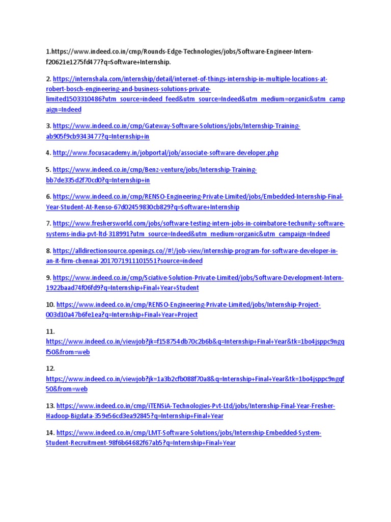 Tech Internships for Final Year Students | PDF | Computers
