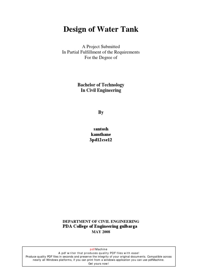 Water Tank Desig Using Code 3370 PDF Thermal Expansion Concrete