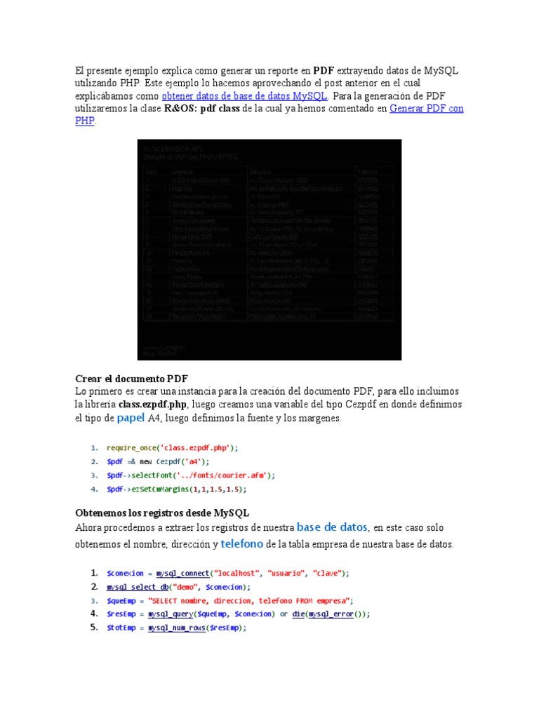 Generar PDF con PHP y MySQL | PDF | Php | Mi sql