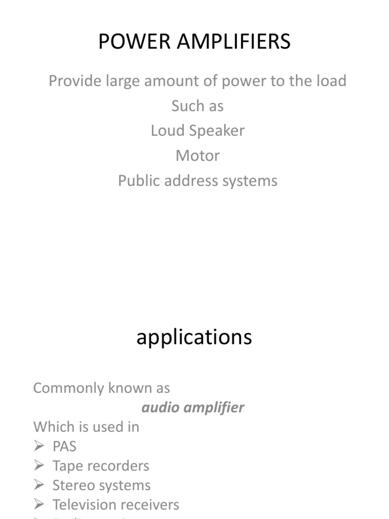 Power Amplifiers PDF Amplifier Electronic Circuits