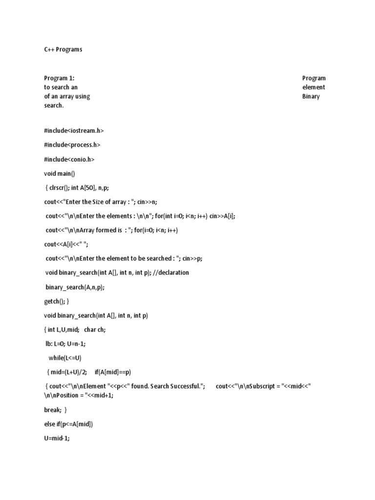 C++ Array Binary Search Program | PDF | Array Data Structure | Computer ...