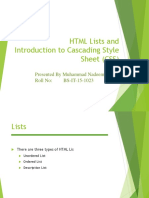 HTML Lists and Introduction To Cascading Style Sheet (CSS)