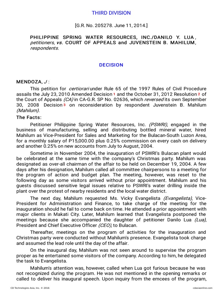 169552-2014-Philippine Spring Water Resources Inc. V. | PDF ...