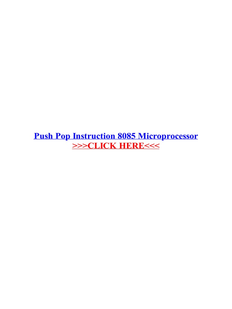Push Pop Instruction 8085 Microprocessor PDF Central Processing