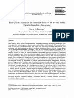 Interspecific Variation in Chemical Defenses in (Opisthobranchia: Anaspidea) The Sea Hares