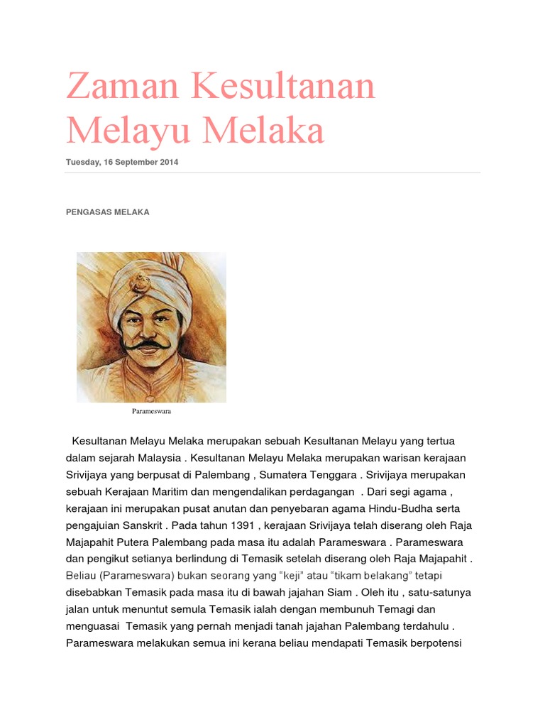Zaman Kesultanan Melayu Melaka Pdf