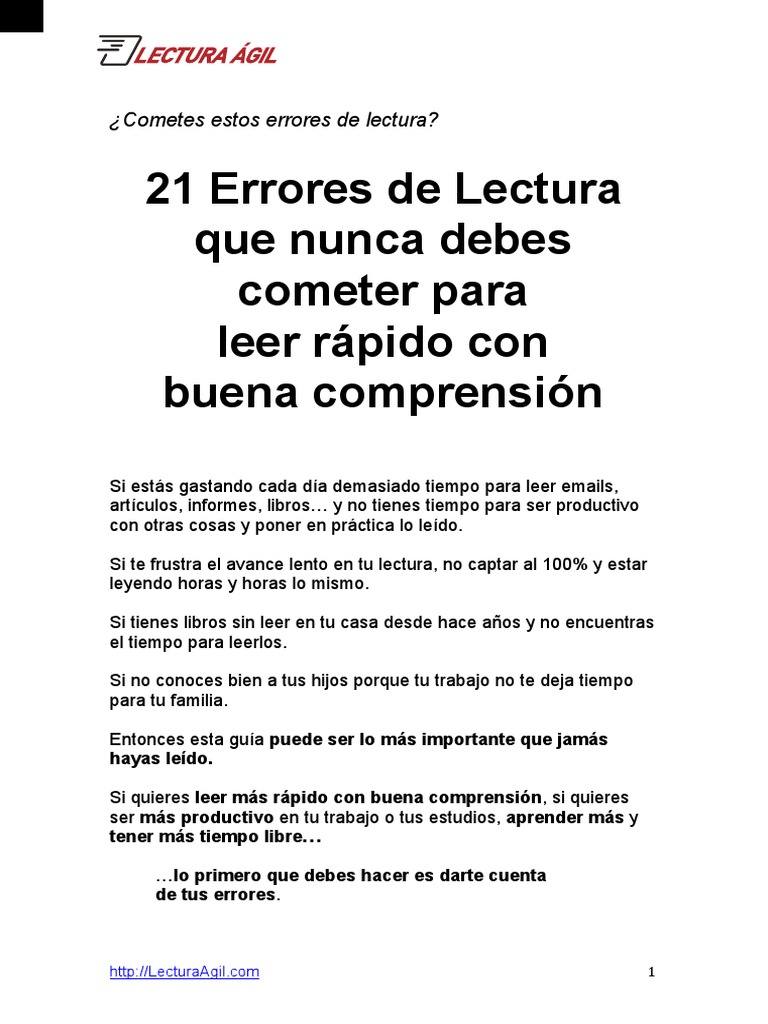21 Errores de Lectura Que Nunca Debes Cometer 2017 PDF | PDF | Lectura ...