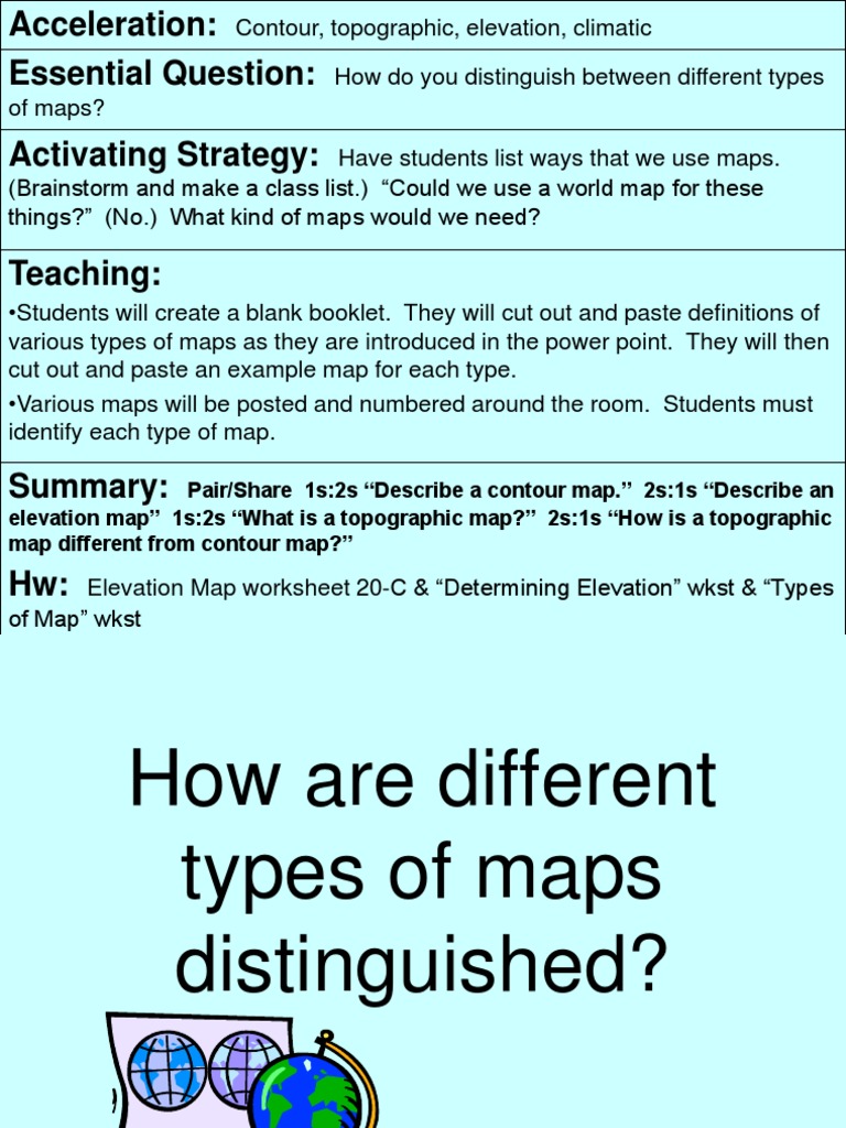 worksheet Topographic Map Worksheet Pdf types of maps elevation map
