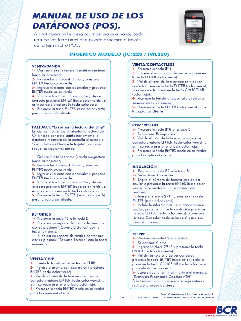 Manual Uso Datafono ICT220 IWL220 | PDF | Informática | Informática y ...
