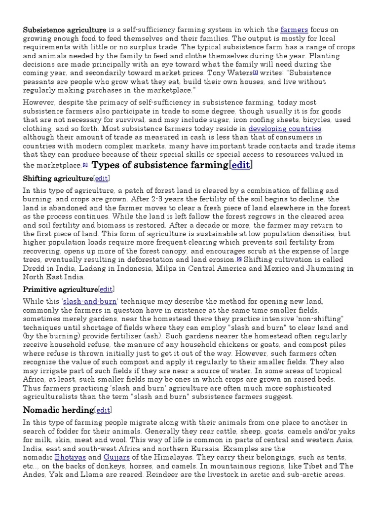 Types and Examples of Subsistence Farming | PDF | Ecology | Agronomy