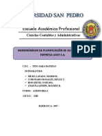 Memorandum de Planeamiento EMPRESA LAIVE