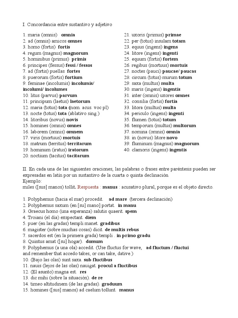 Ejercicios de Latín | PDF | Filología | Artes del lenguaje y disciplina