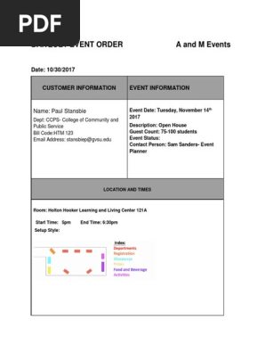 banquet event order