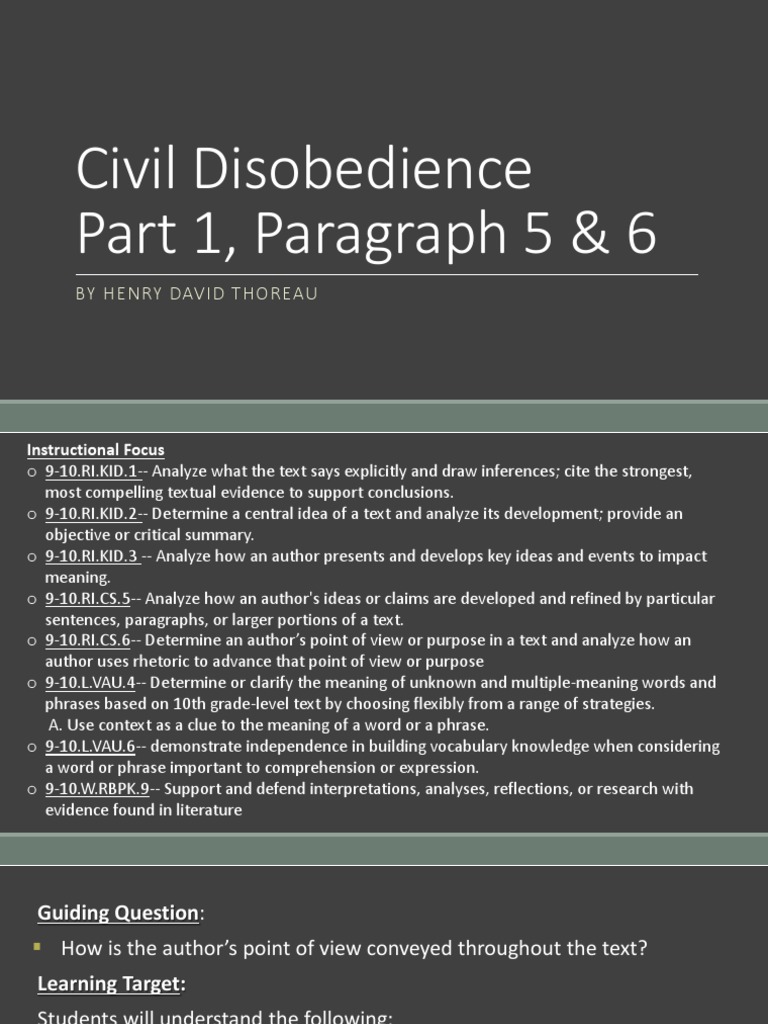 Thoreau's Civil Disobedience Analysis | PDF | Civil Disobedience | Civil Disobedience (Thoreau)