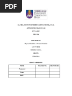 Bachelor of Engineering (Hons) Mechanical Applied Mechanics Lab (Dynamic) MEC424