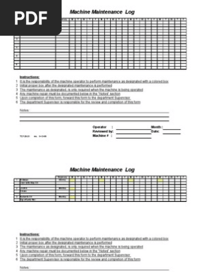 Machine Maintenance Log Sample