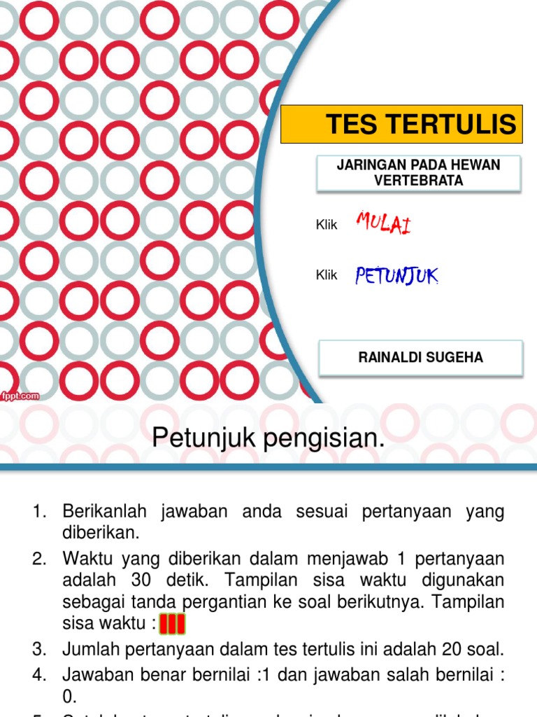 Tes Tertulis Jar Pada Hewan Vertebrata