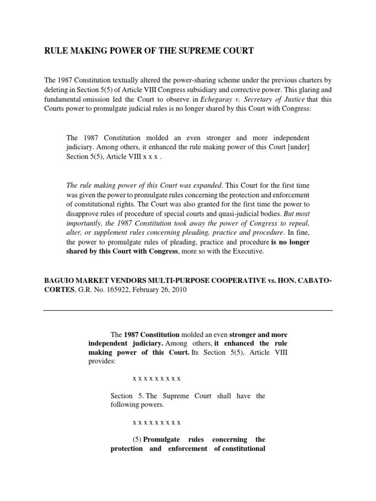Supreme Court's Enhanced Rule-Making Power | PDF | Judiciaries ...
