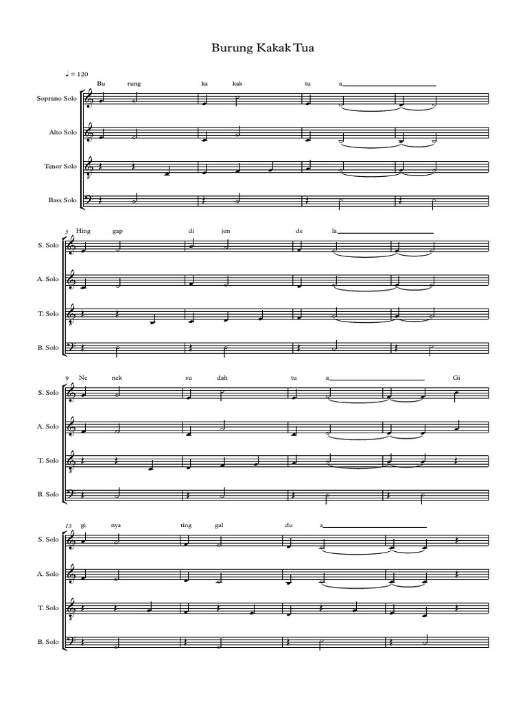 Burung Kakak Tua Full Score Hauteur Musique Musique Vocale