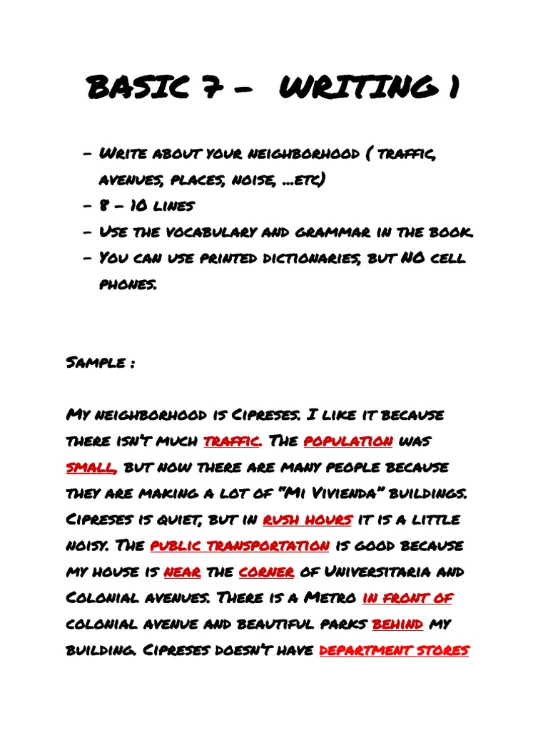 Writing Assignment: Neighborhood Description | PDF | Travel | Foreign ...