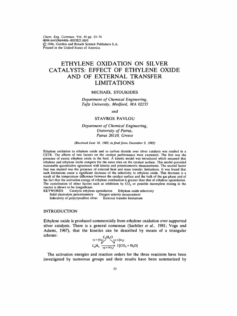 Ethylene Oxidation on Silver Catalysts | PDF | Catalysis | Adsorption