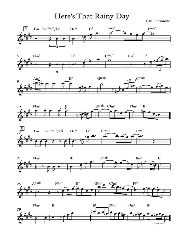 Here S That Rainy Day Paul Desmond Eb | PDF