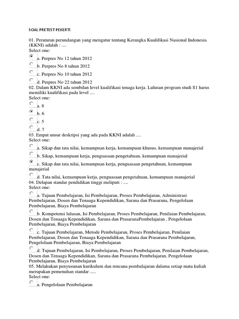 Pre Test Pekerti Lp3m