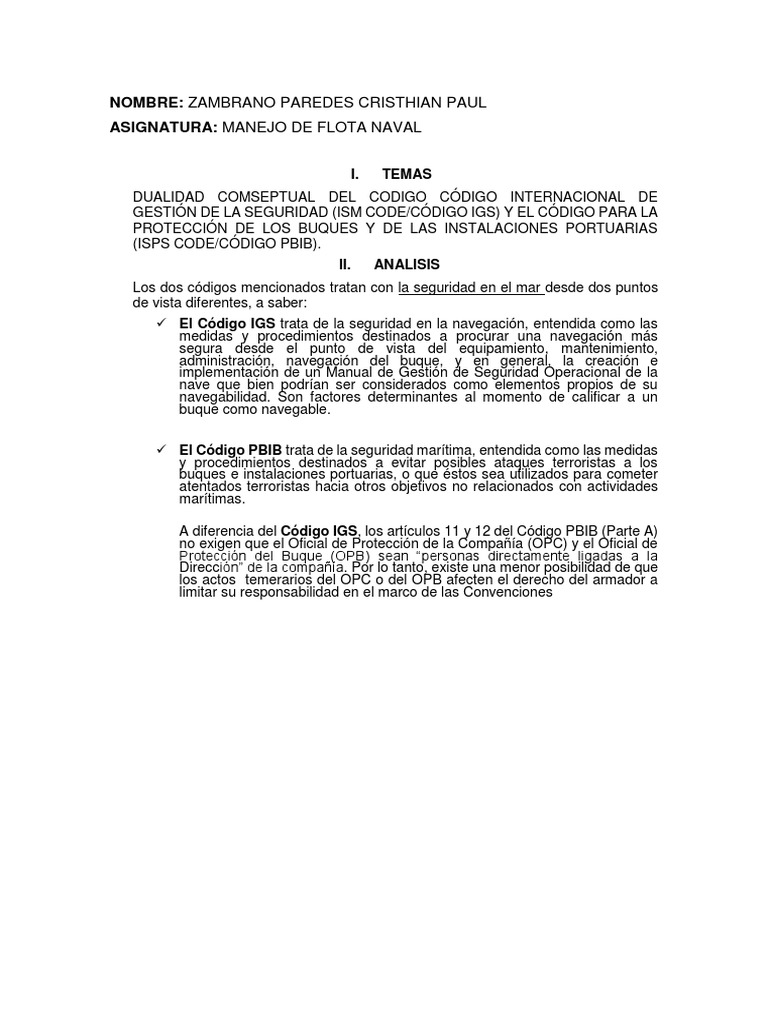 Análisis del Código PBIB en Seguridad Marítima | PDF | Transporte ...