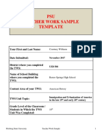 PSU Teacher Work Sample Template: Courtney Williams