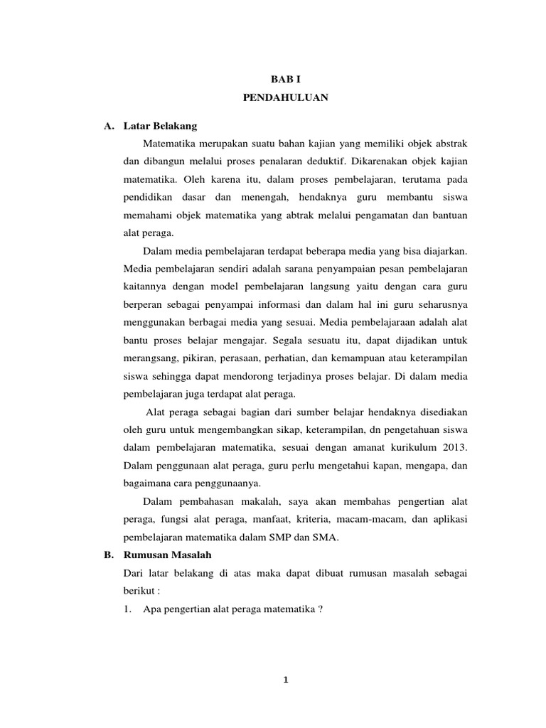 Makalah Alat Peraga Matematika