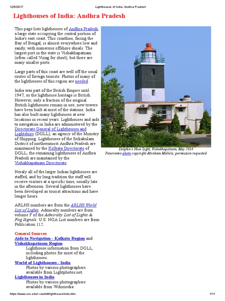 Lighthouses of India - Andhra Pradesh | PDF | Lighthouse | Nature
