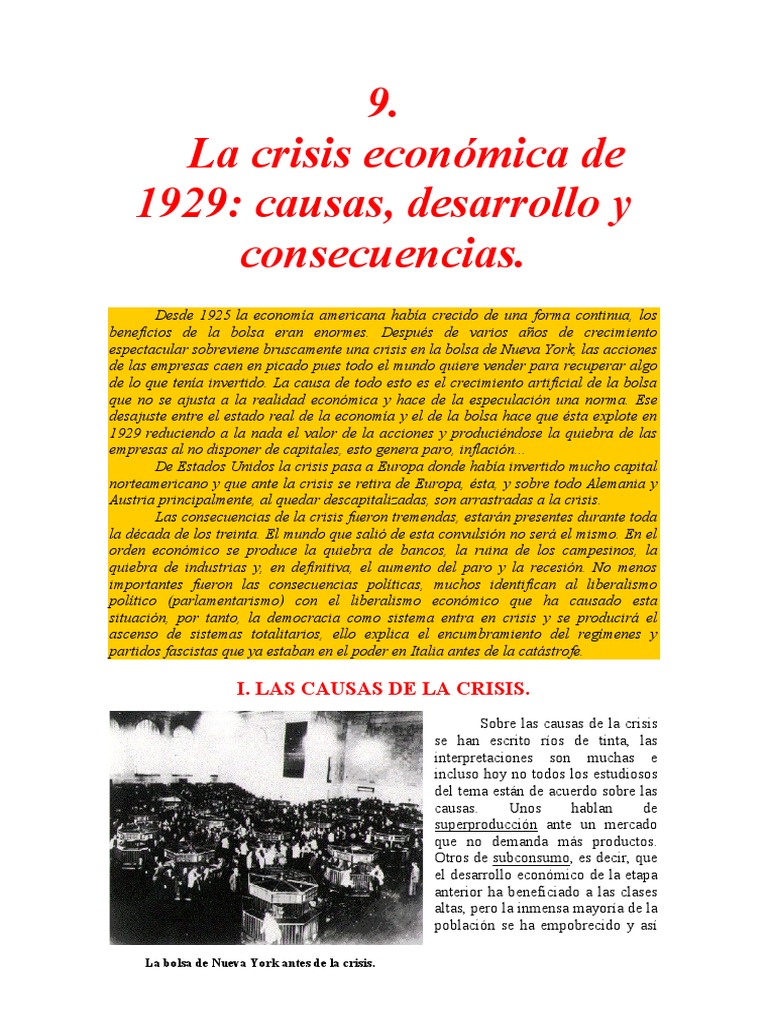 La Crisis de 1929 PDF | PDF | Gran depresion | Nuevo acuerdo