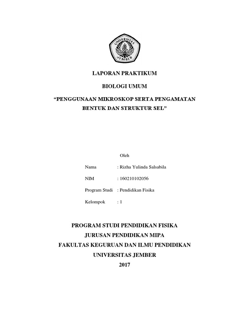 Laporan Praktikum Biologi Penggunaan Mikroskop Serta Pengamatan Bentuk