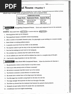 Compound Nouns Grammar Exercise Workbook PRENTICE HALL | PDF
