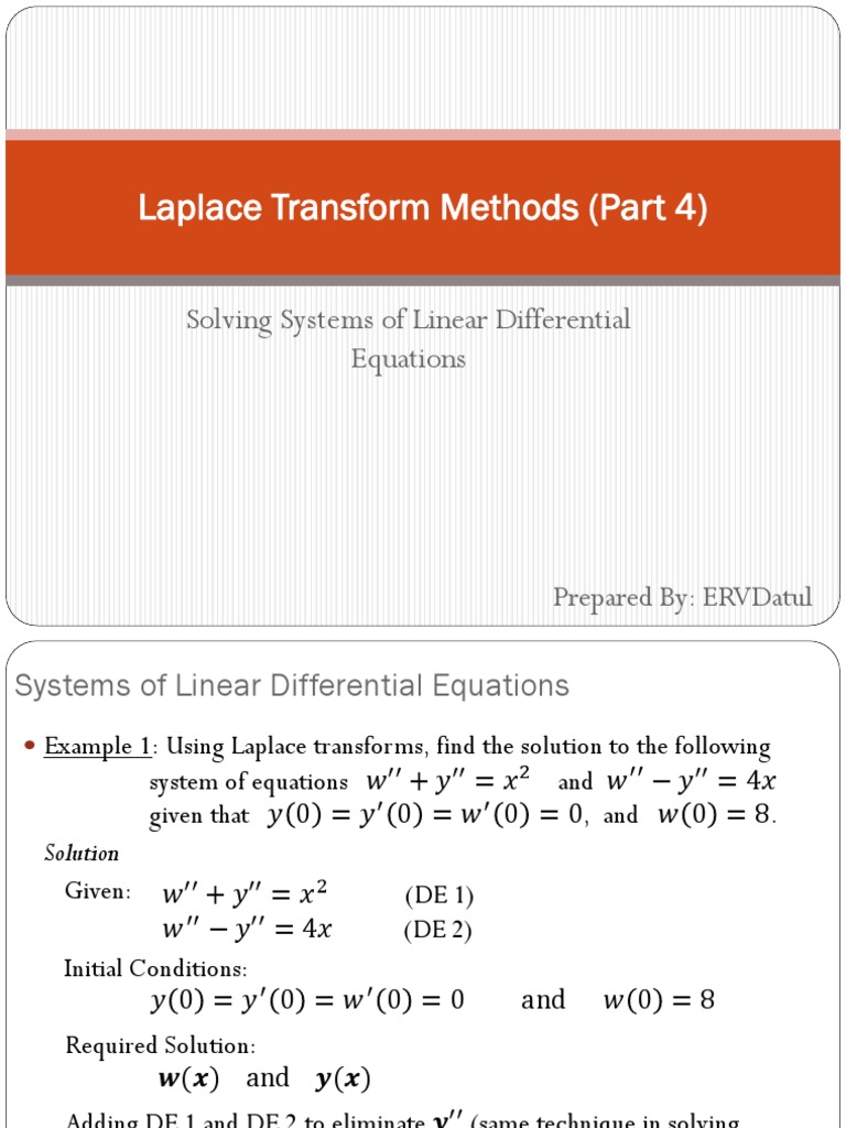 4 3 Laplace Transform Methods Solving Systems Of Linear Differential