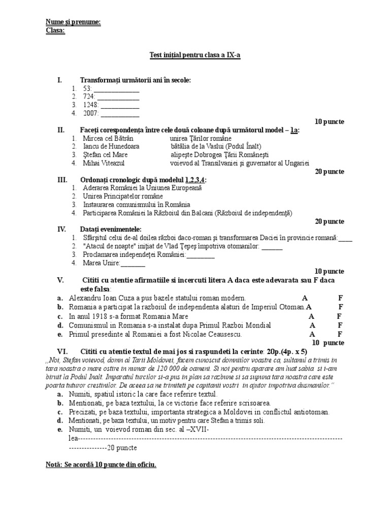 Clasa 9 Initial | PDF