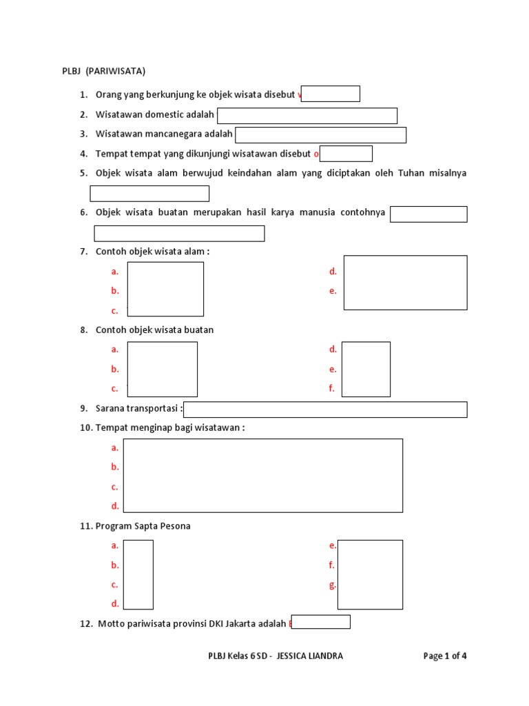 30 Ide Latihan Soal Plbj Kelas 3 Tempat Wisata Cakrawala
