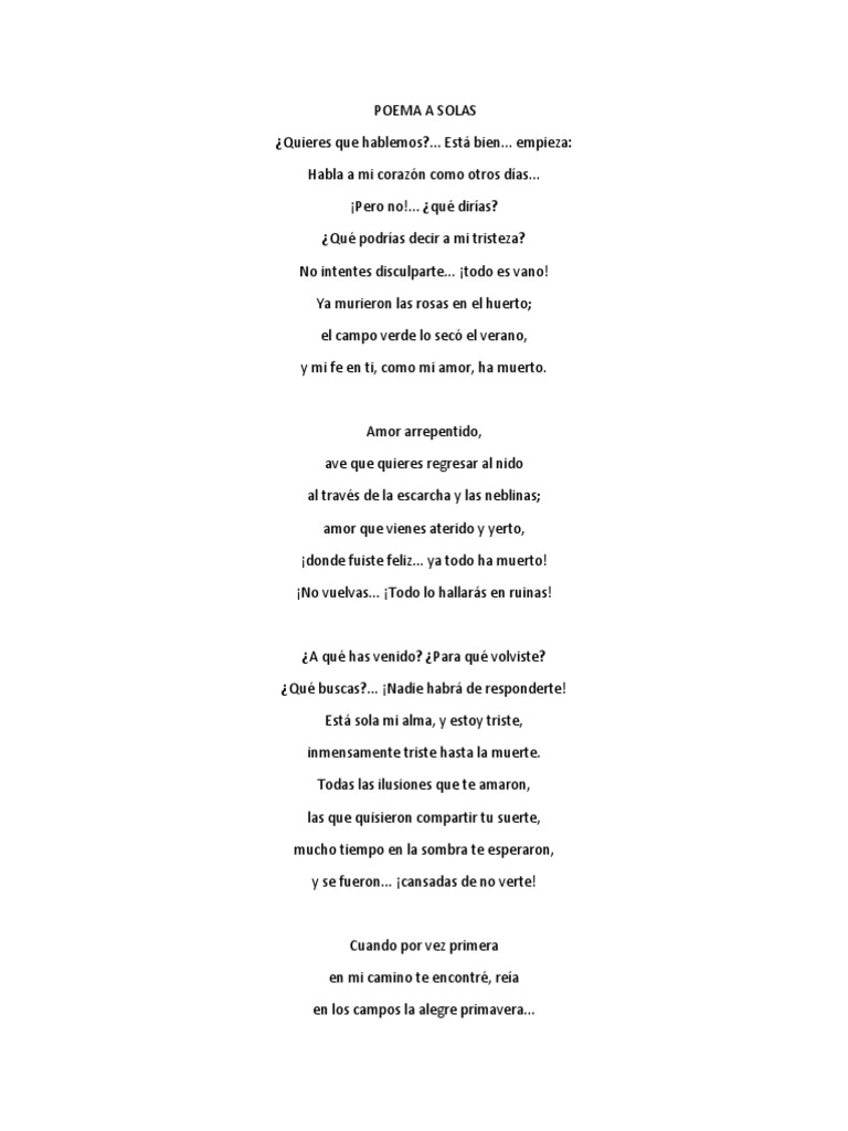 Poema A Solas, PDF, Amor