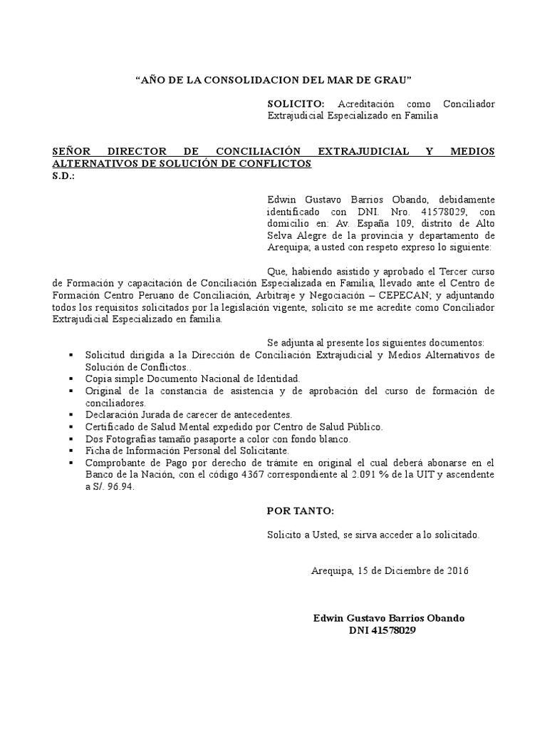 Anexo J Modelo De Solicitud De Acreditacion Gobierno Y Personalidad
