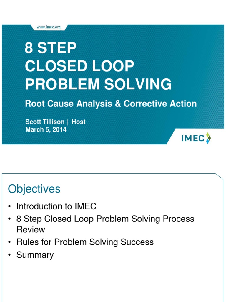 8 Step Closed Loop Problem Solving PDF Causality Control Theory 
