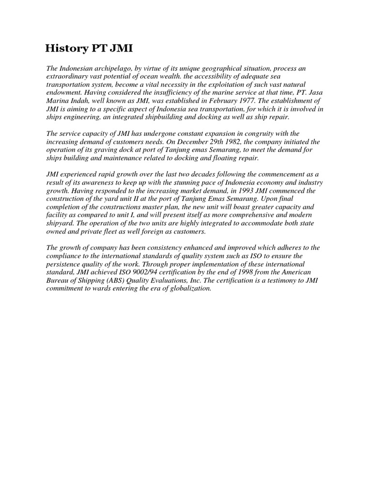 History PT JMI PDF Shipbuilding Ships