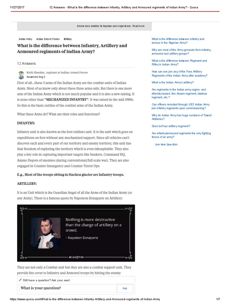 12 Answers What Is The Difference Between Infantry, Artillery and