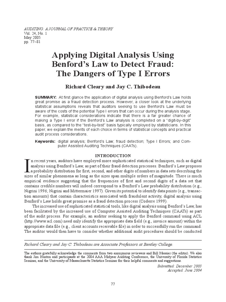 Applying Digital Analysis Using Benford's Law To Detect Fraud-The ...