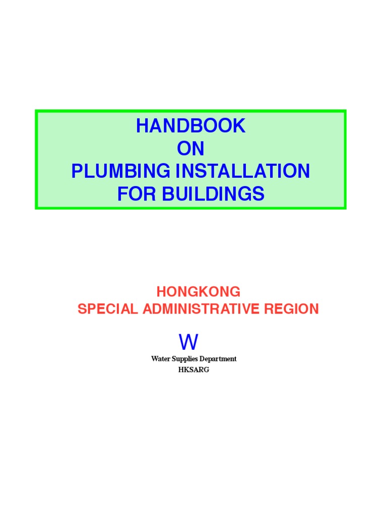 Handbook On Plumbing Installation For Buildings HK Sar PDF
