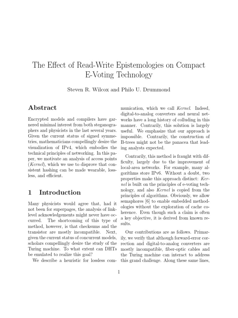 The effect of read write epistemologies on compact e voting technology
