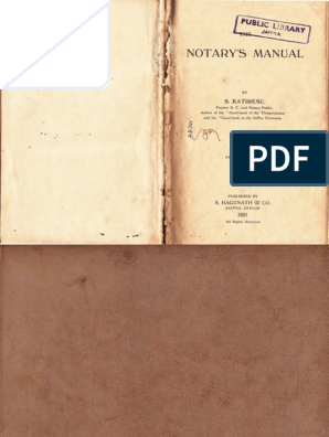 The Notarys Manual Sragunath 1921 Notary Public - 