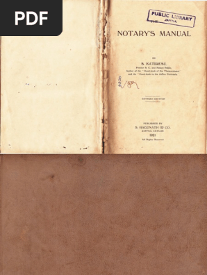 The Notarys Manual Sragunath 1921 Notary Public - 